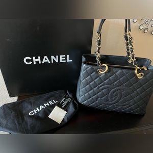 Chanel GST Grand Shopping Tote, Quilted Caviar Leather
